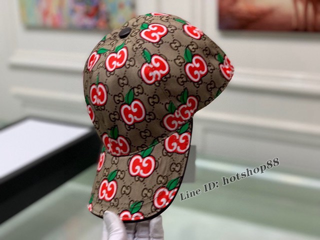 Gucci古奇專櫃爆款小蘋果帆布男女款原單棒球帽鴨舌帽 mmyj3043